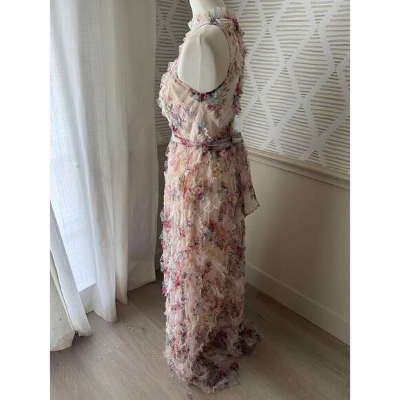 Chloe Dao Boutique Women’s Medium Floral Ruffle Trim Halter Maxi Dress - Picture 6 of 10